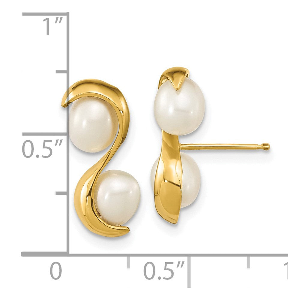 14k 4-5mm White Rice Freshwater Cultured Pearl Post Earrings