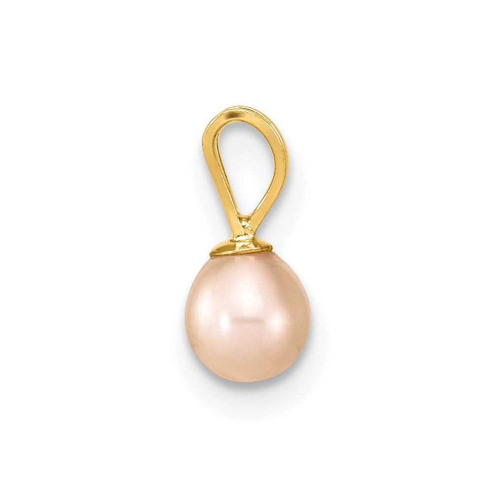 14K Yellow Gold Madi K 4-5mm Rd Pink FWC Pearl Earring and Pendant Set