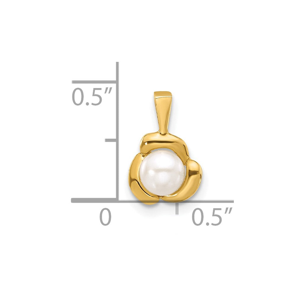 14K 4-5mm Round White FWC Pearl Flower Pendant