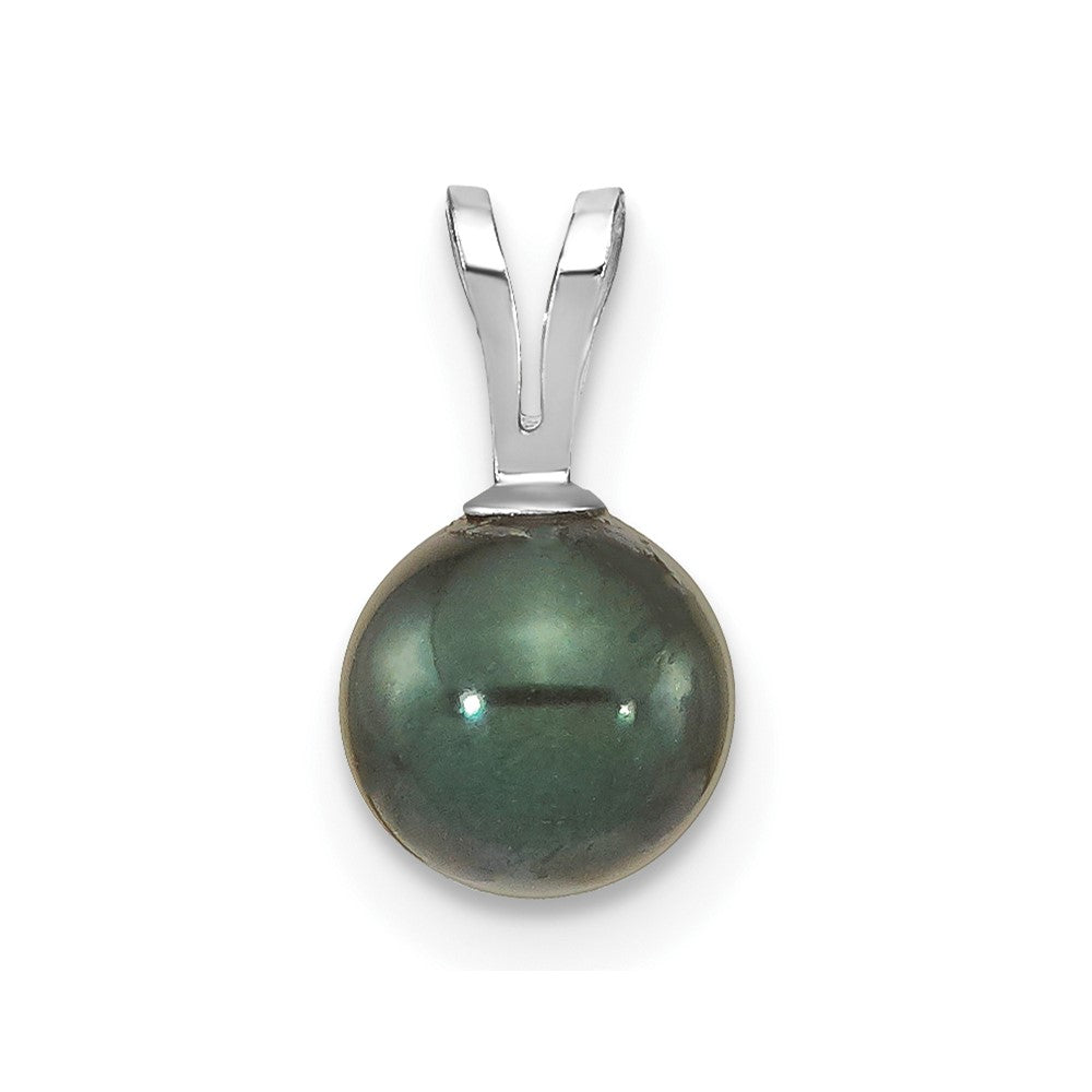 14k White Gold 6-7mm Round Black Akoya Saltwater Cultured Pendant