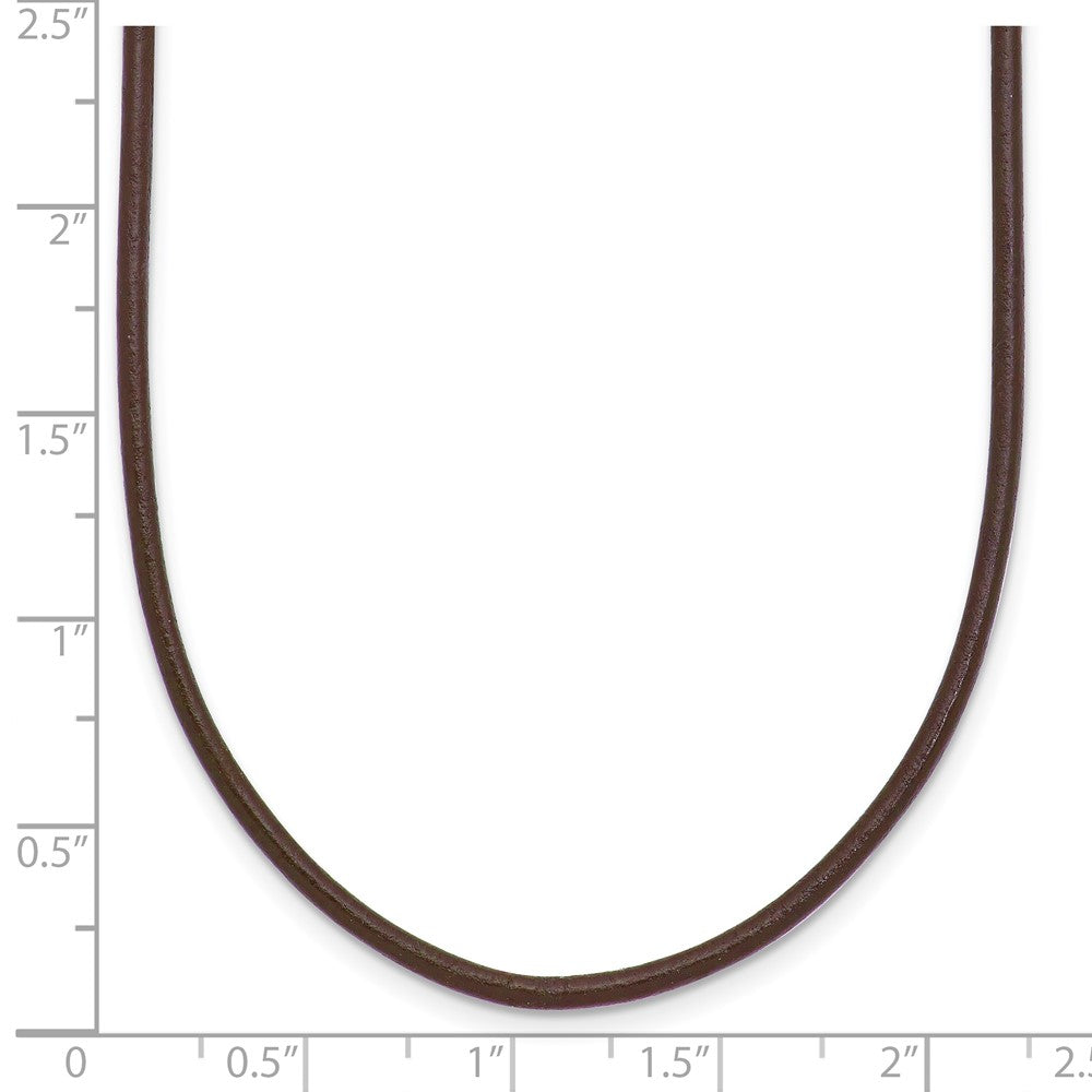 14k 2mm 18in Brown Leather Cord Necklace