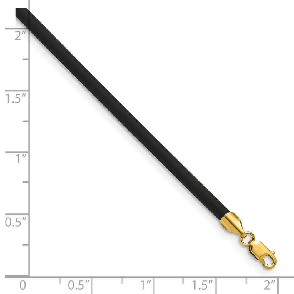 14k 3mm 20in with Yellow Clasp Black Rubber Cord Necklace