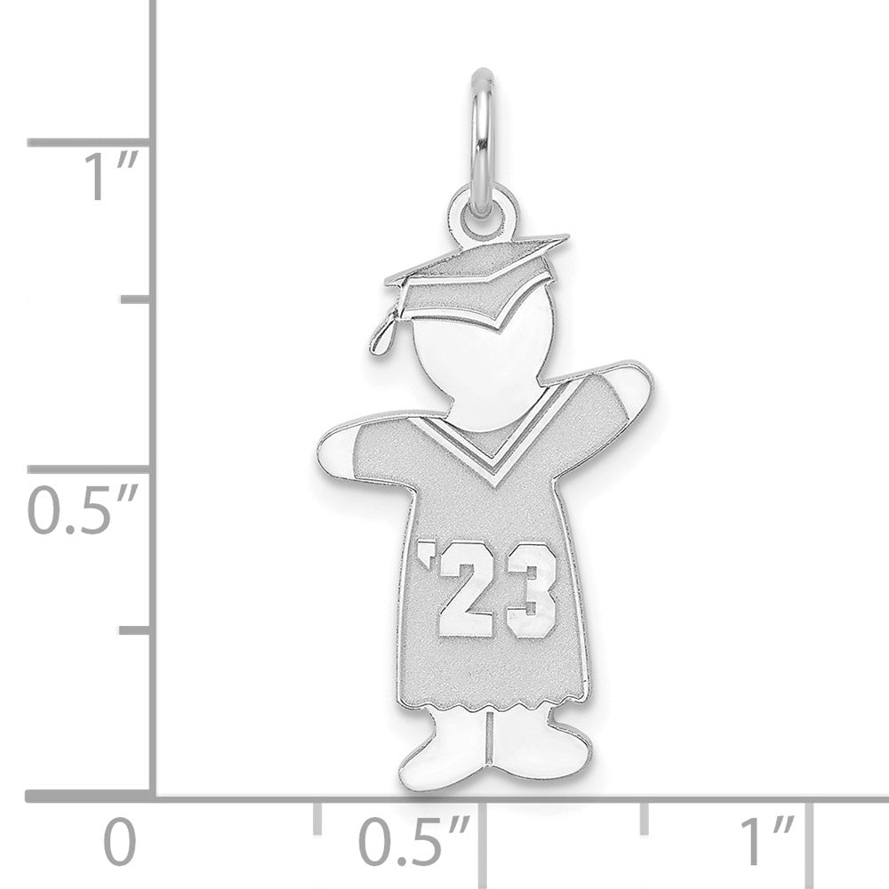 Sterling Silver Rhodium-plated Class of 2023 Boy Cuddle Charm