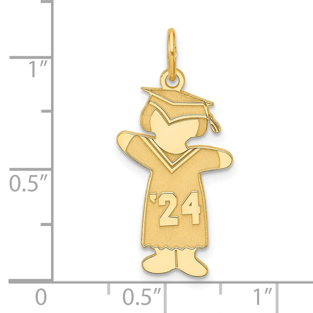Sterling Silver Gold-plated Class of 2024 Girl Cuddle Charm