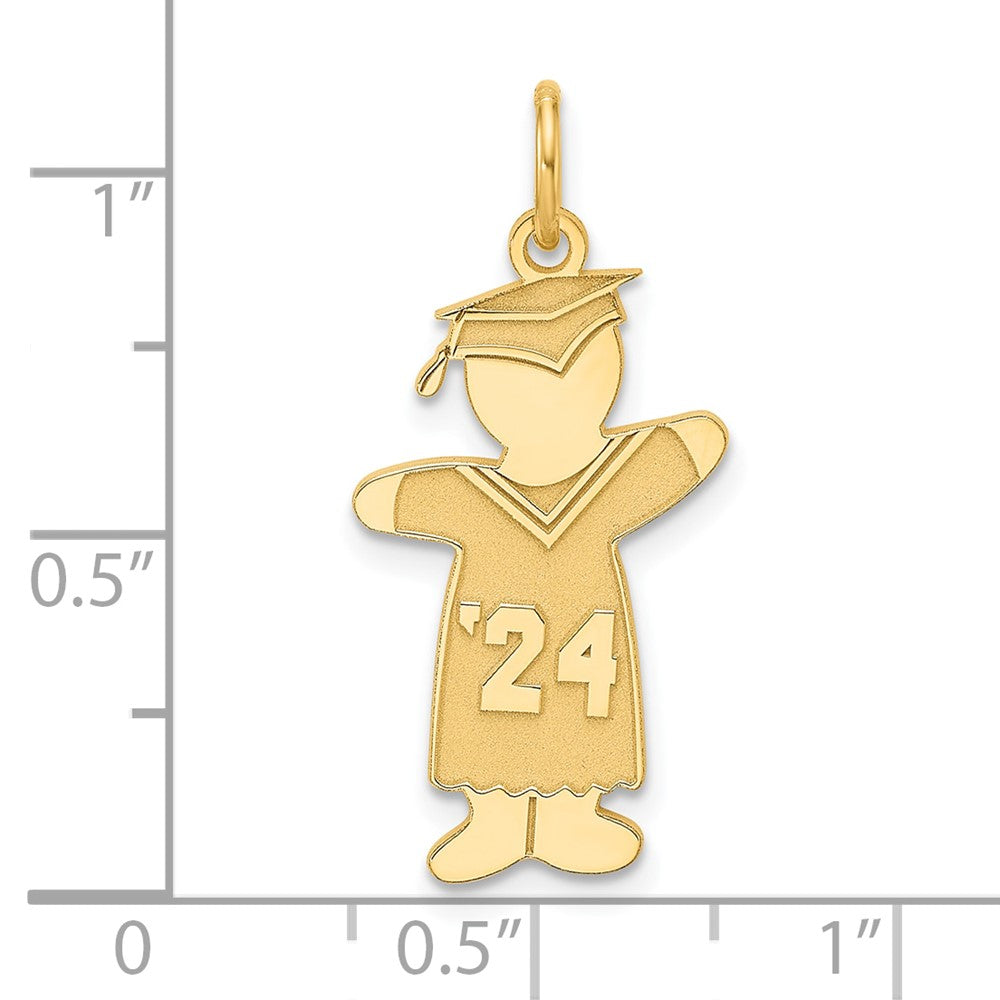Sterling Silver Gold-plated Class of 2024 Boy Cuddle Charm