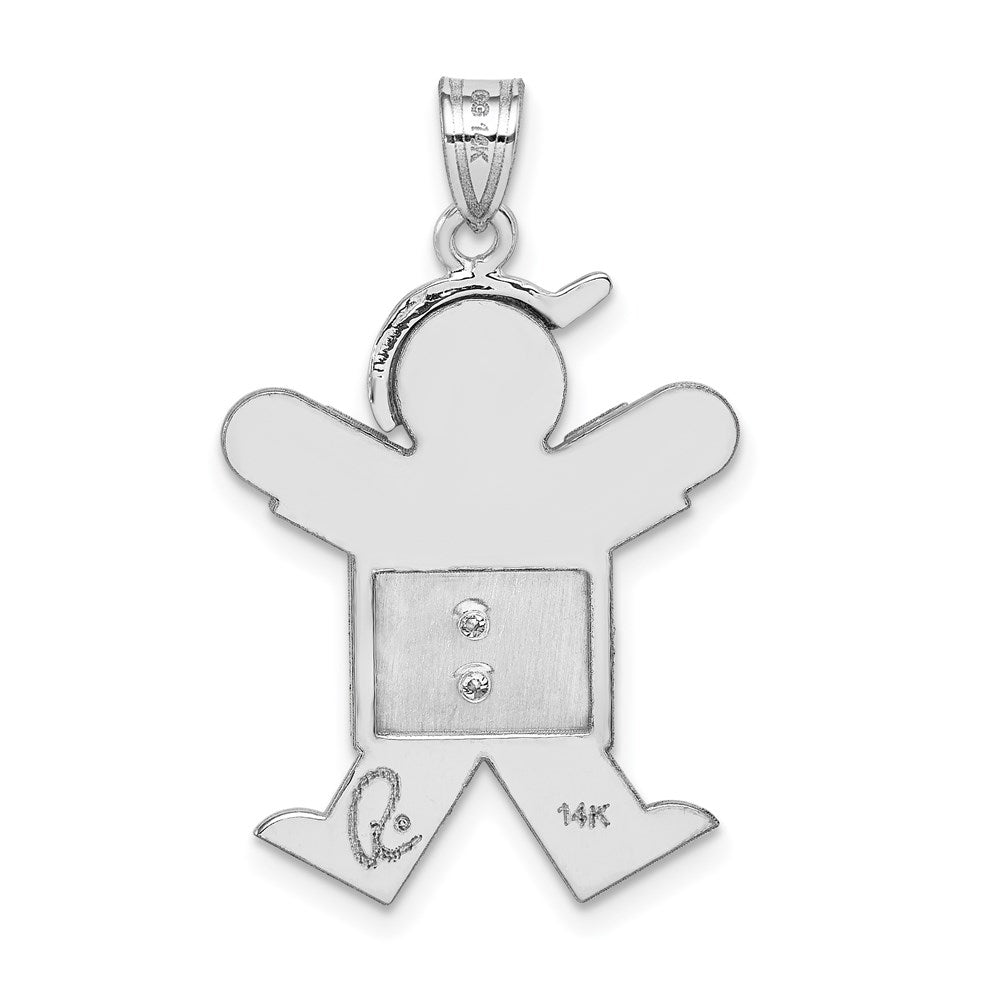 14k White Gold A Diamond Pendant