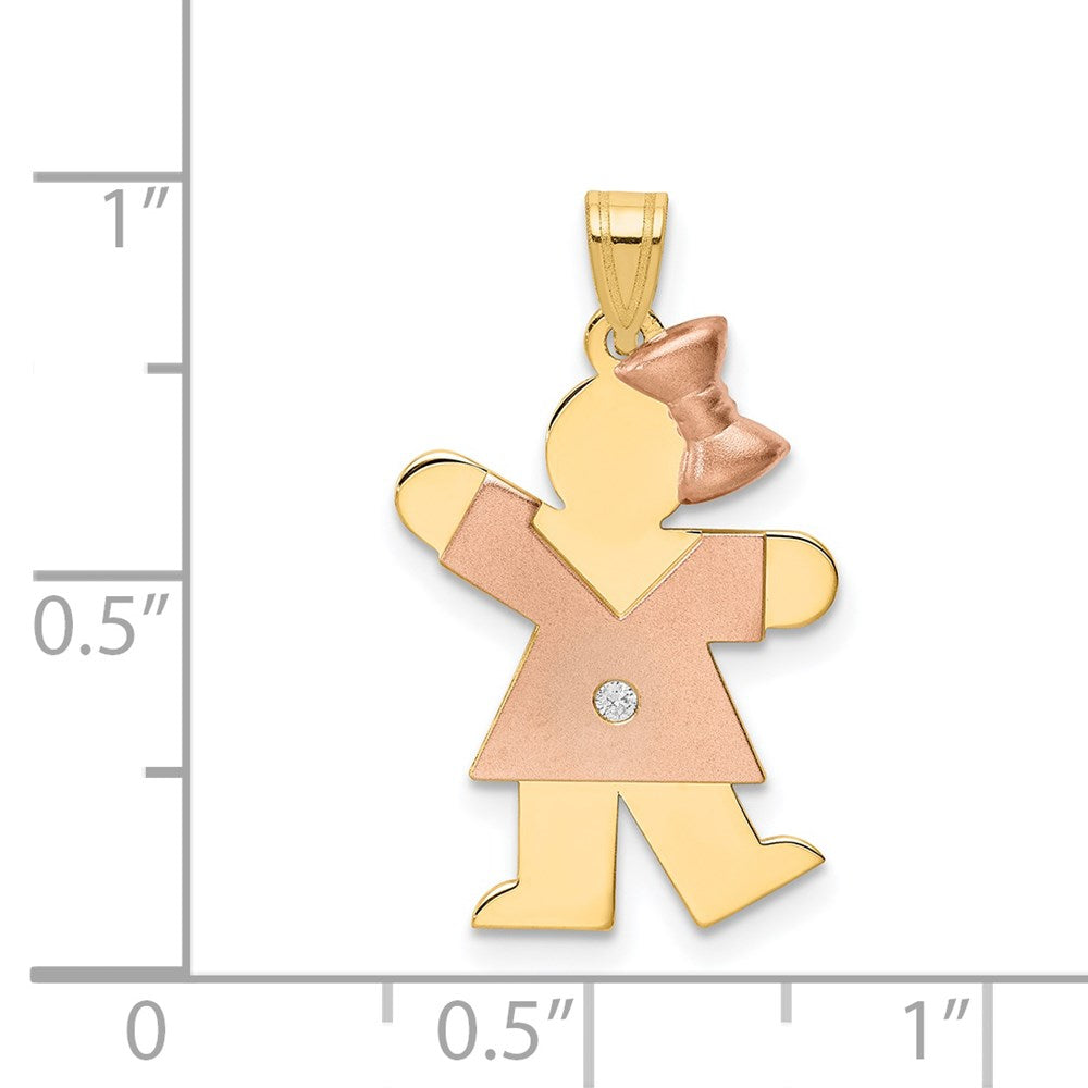 14k Yellow Gold Two-tone A Diamond Kid Pendant