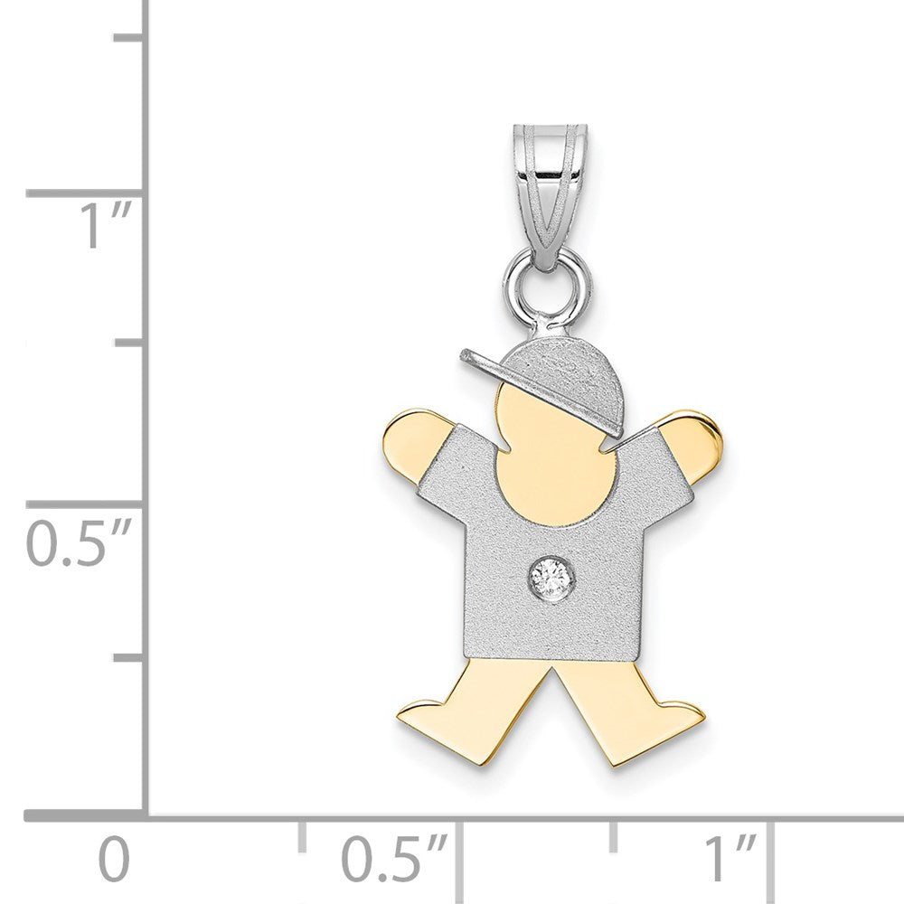 14k Two-tone A Diamond Pendant