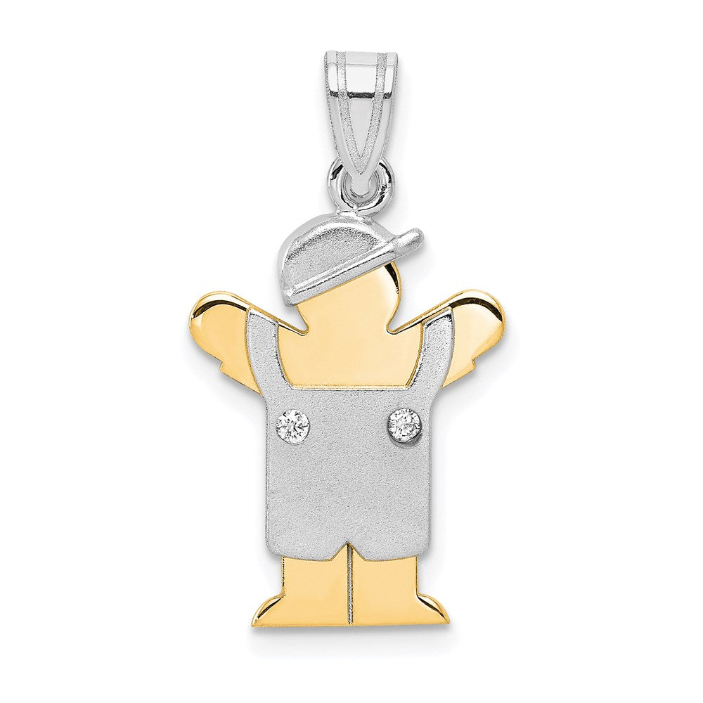 14k Two-tone A Diamond Pendant