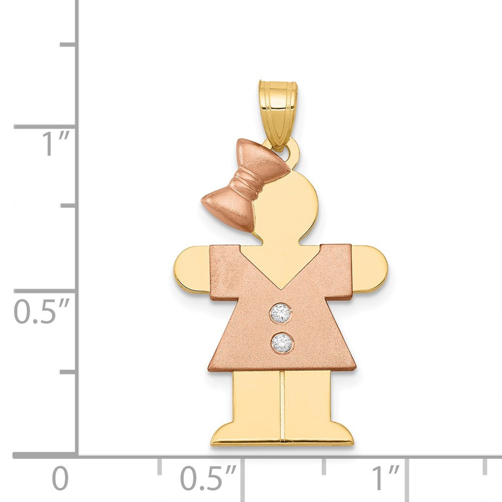 14k Two-tone AA Diamond Pendant