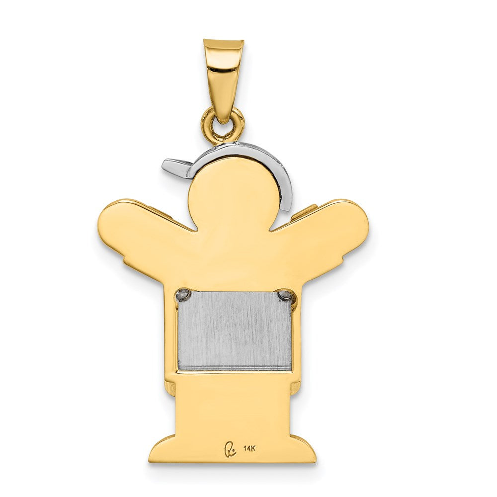14k Yellow Gold Two-tone AA Diamond Kid Pendant