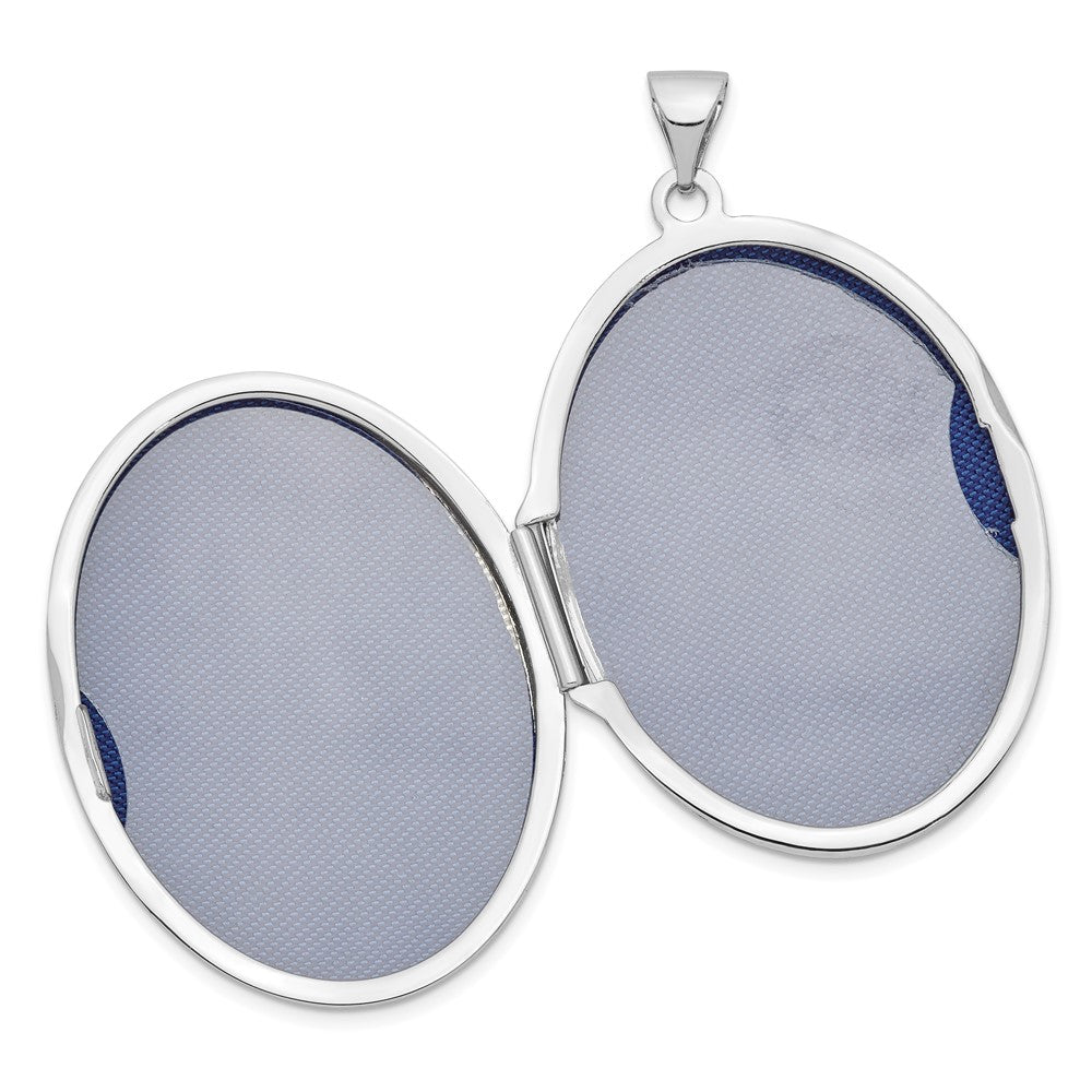 14k White Gold 32mm Oval Flower With Scrolls Locket