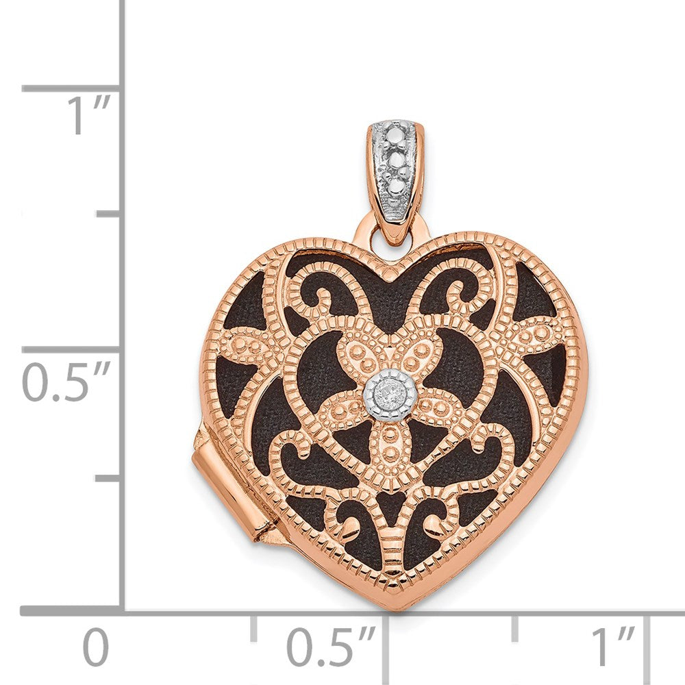 14k Rose Gold Rose Gold w/ Diamond Vintage 18mm Heart Locket