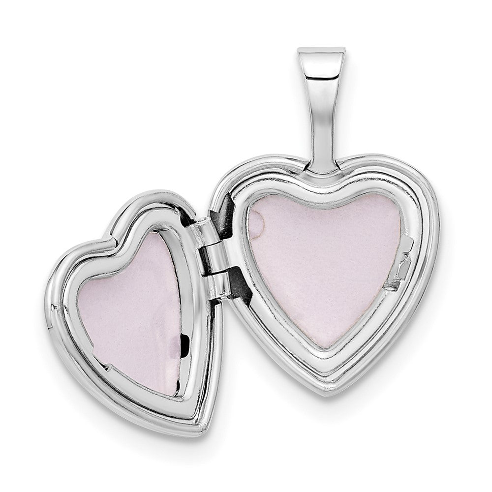 14k White Gold 12mm w/ .01ct. Diamond Star Heart Locket
