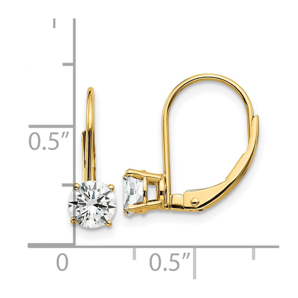 14k 5mm Cubic Zirconia Leverback Earrings