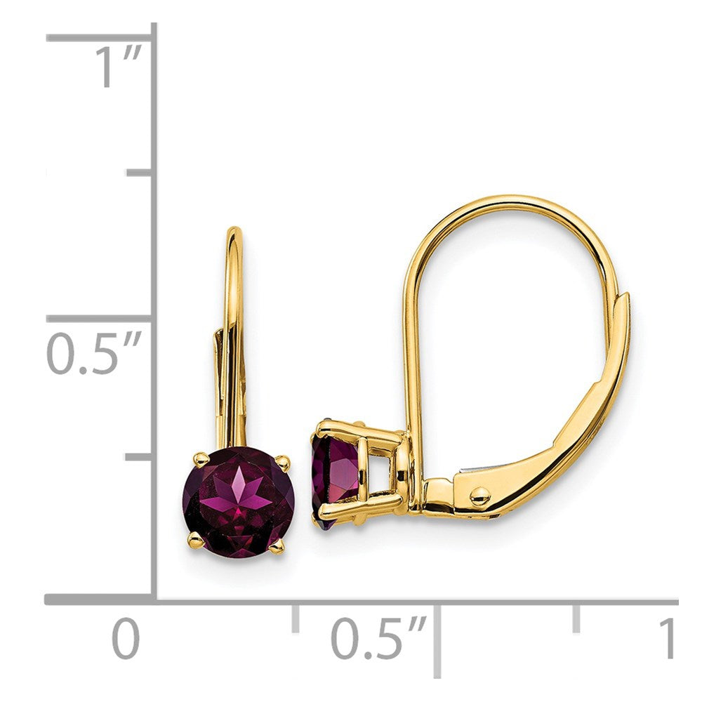 14k 5mm Rhodolite Garnet Leverback Earrings