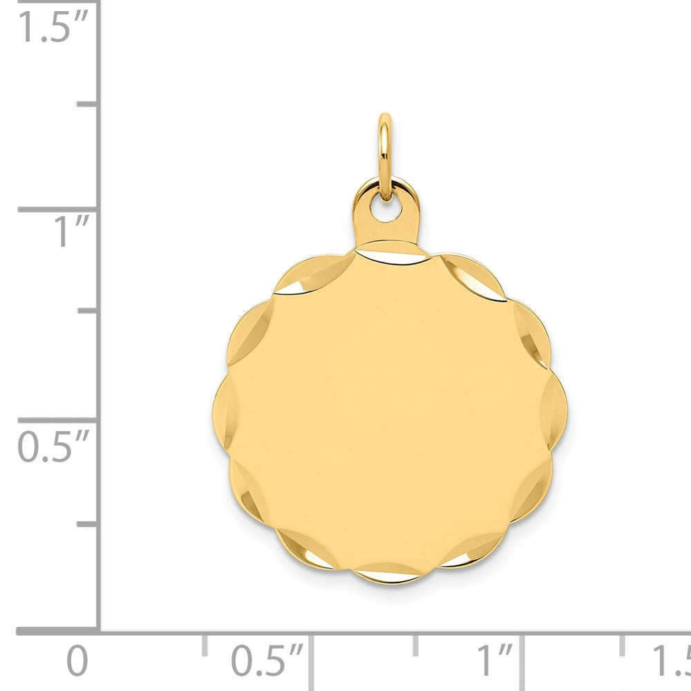 14k .027 Gauge Engravable Scalloped Disc Charm