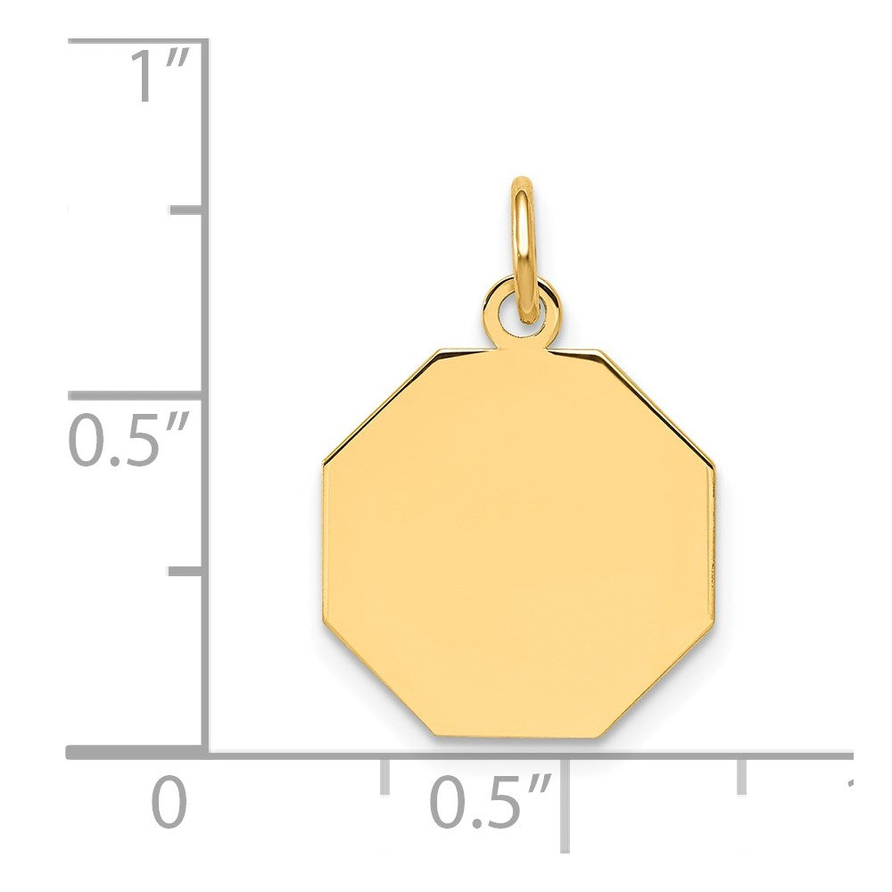 14k Plain .018 Gauge Engravable Octagonal Disc Charm