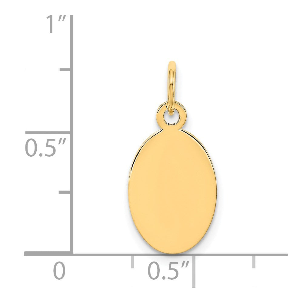 14k Plain .027 Gauge Engravable Oval Disc Charm
