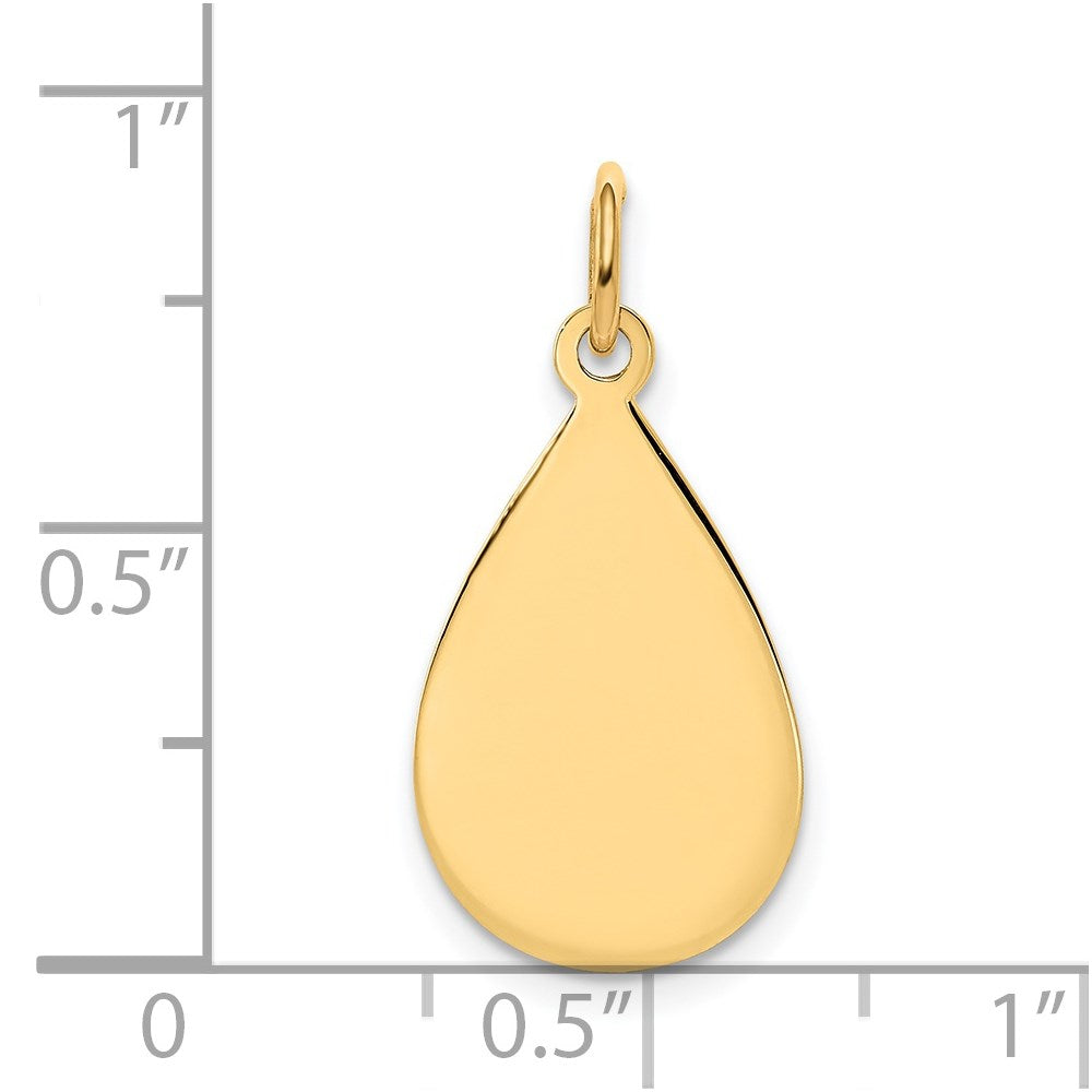 14k Plain .018 Gauge Engravable Raindrop Disc Charm
