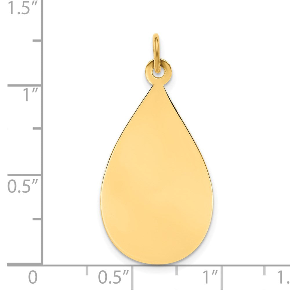 14k Plain .009 Gauge Engravable Raindrop Disc Charm