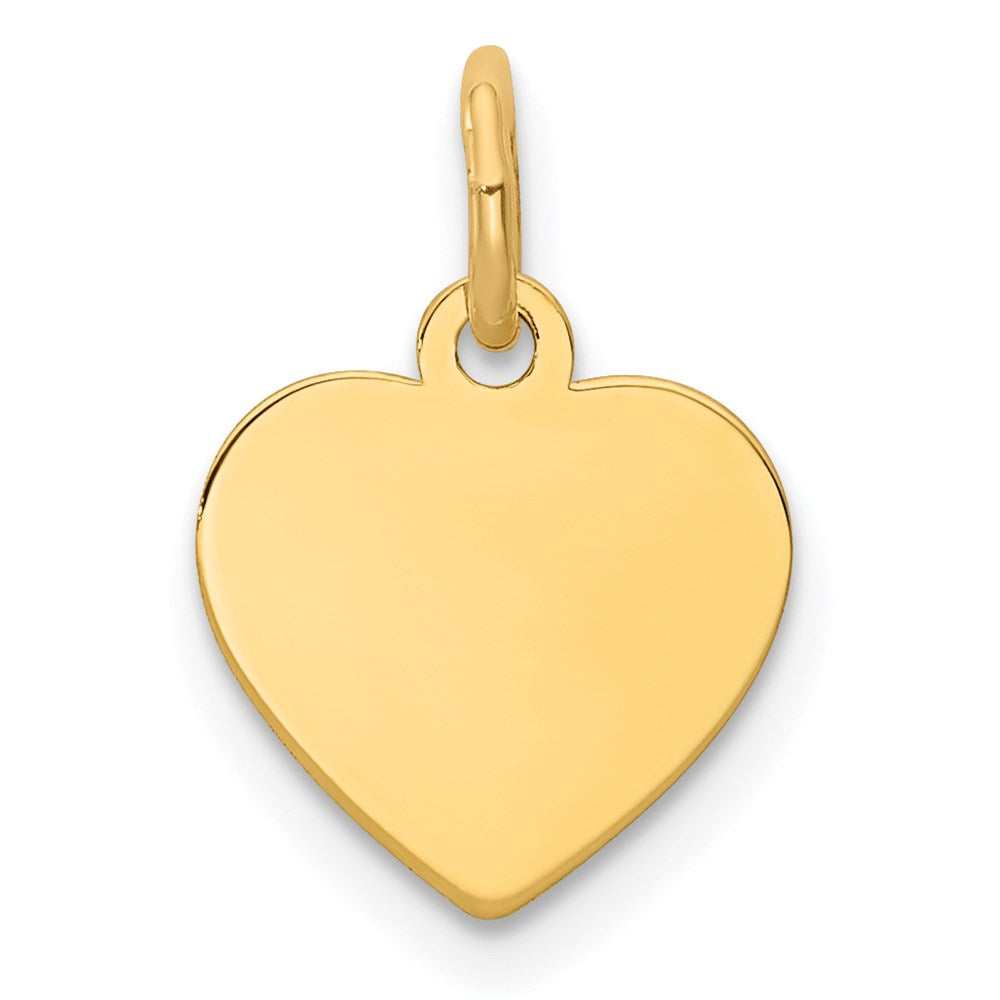 14k Yellow Gold Plain .013 Gauge Engravable Heart Disc Charm