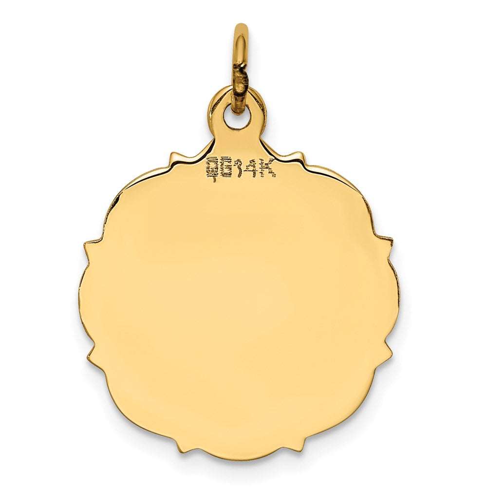 14k Yellow Gold Plain .013 Gauge Engravable Disc Charm