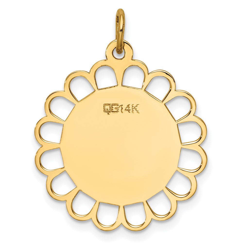 14k Plain .018 Gauge Engravable Flower Disc Charm