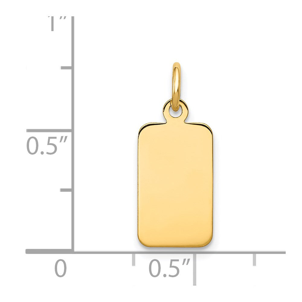 14k Plain .018 Gauge Engravable Rectangular Disc Charm