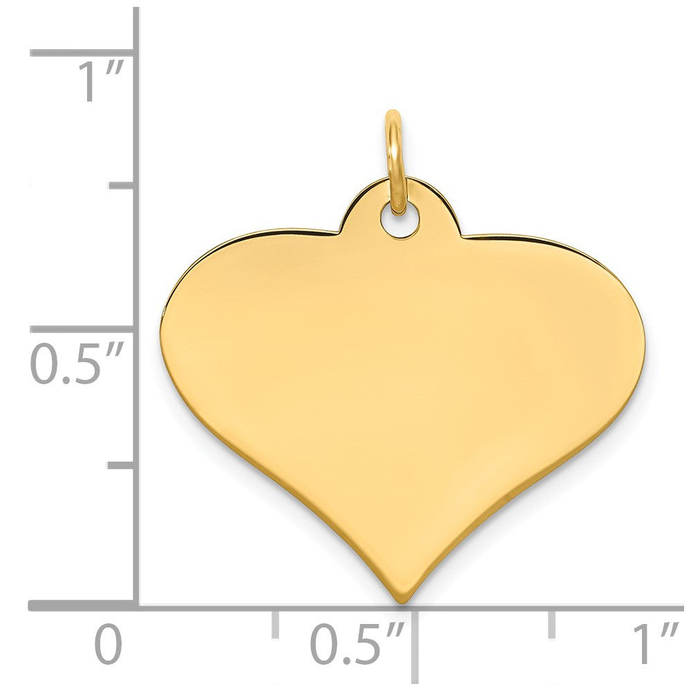 14k Plain .018 Gauge Engraveable Heart Disc Charm