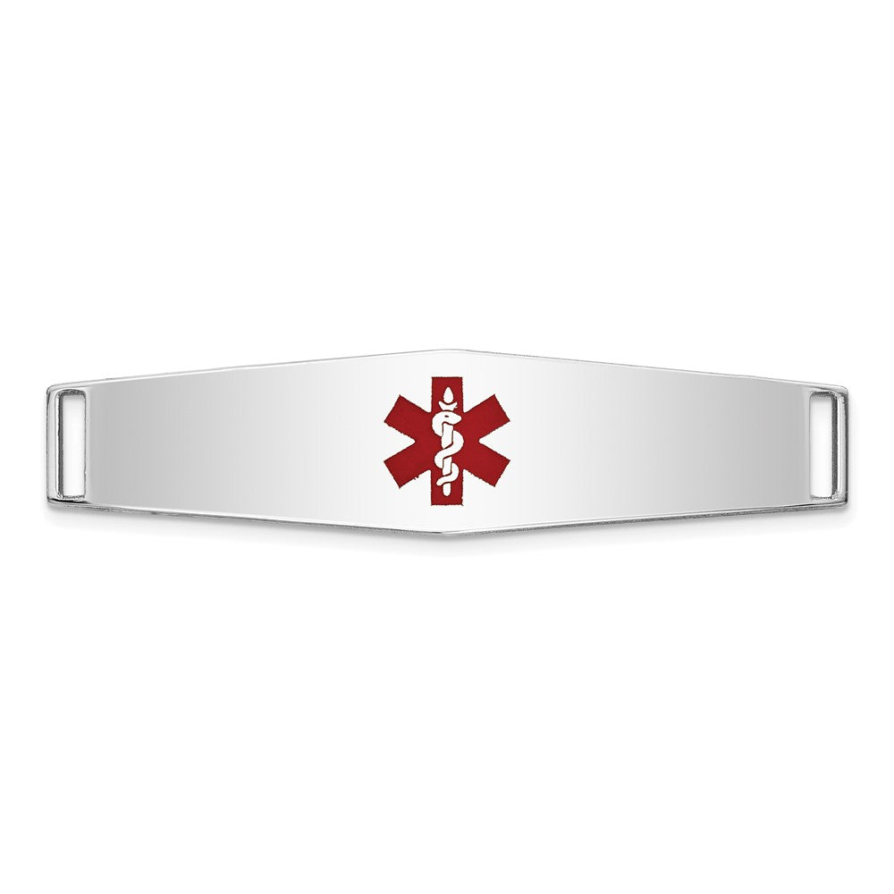 14K WG Epoxy Enameled Medical ID Ctr Soft Diamond Shape Plate # 819