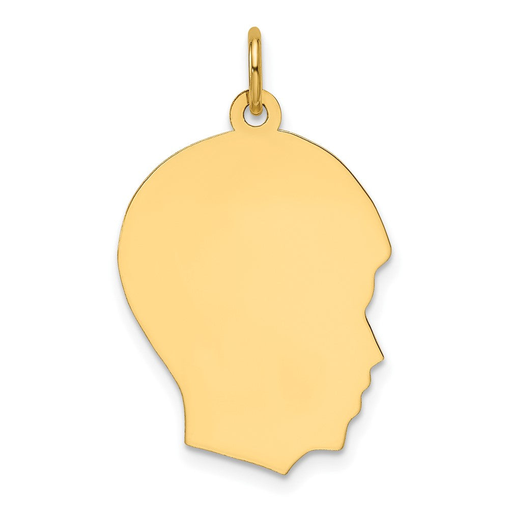 14k Plain Medium .035 Gauge Facing Right Engravable Boy Head Charm