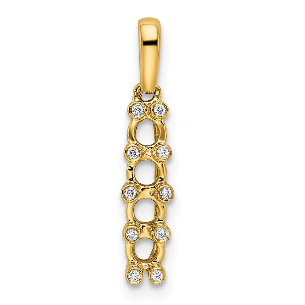 14K Family Jewelry Synthetic Stone & Diamond Set Pendant