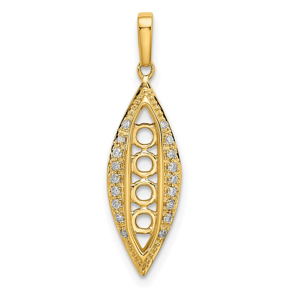 14K Family Jewelry Genuine Stone & Diamond Set Pendant