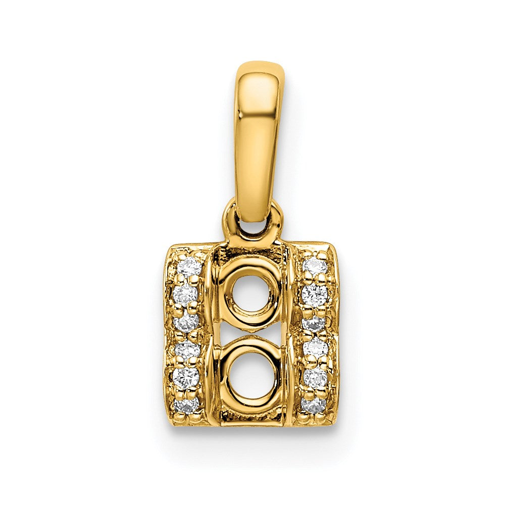 14K Family Jewelry Synthetic Stone & Diamond Set Pendant