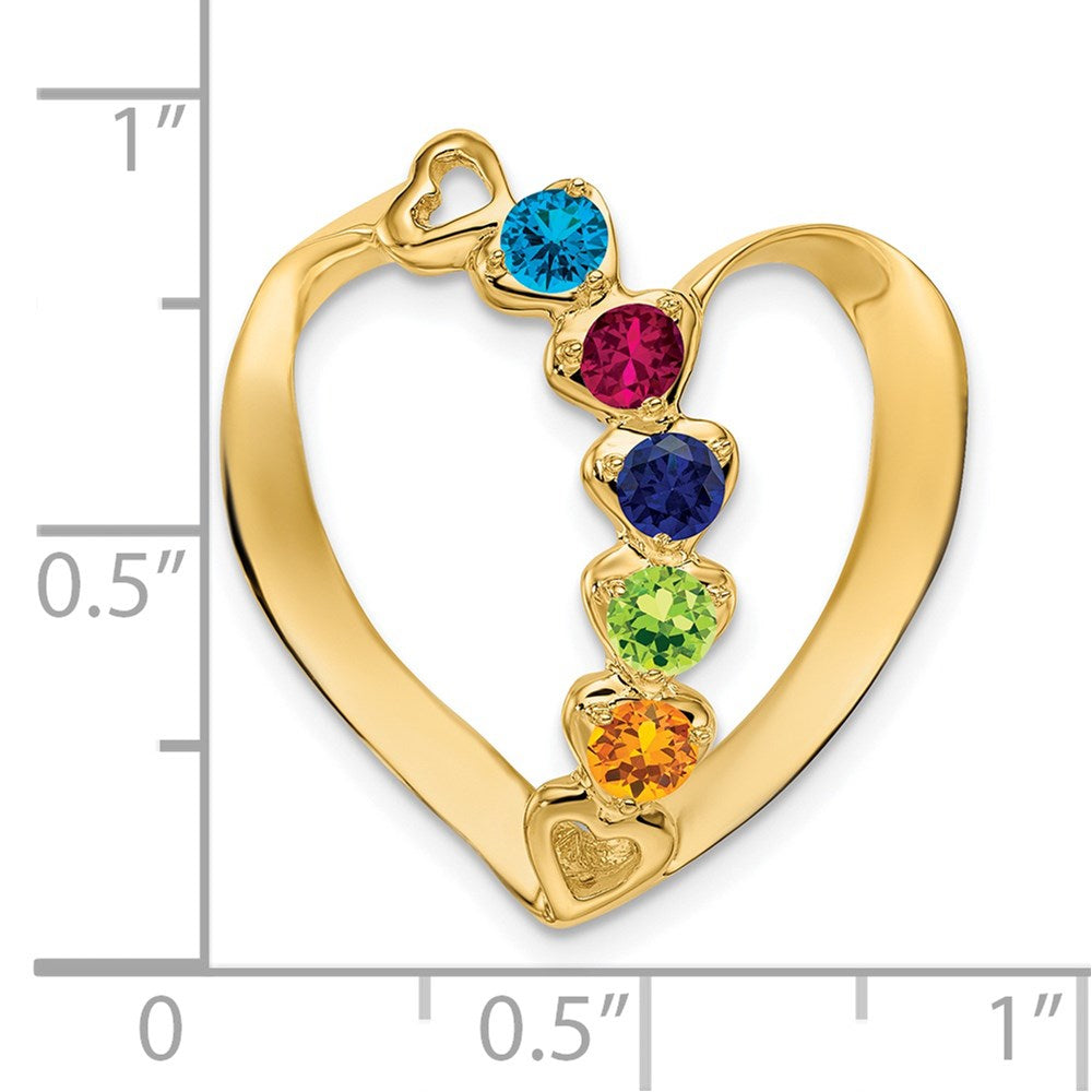 14k Synthetic Diamond Family Heart Slide