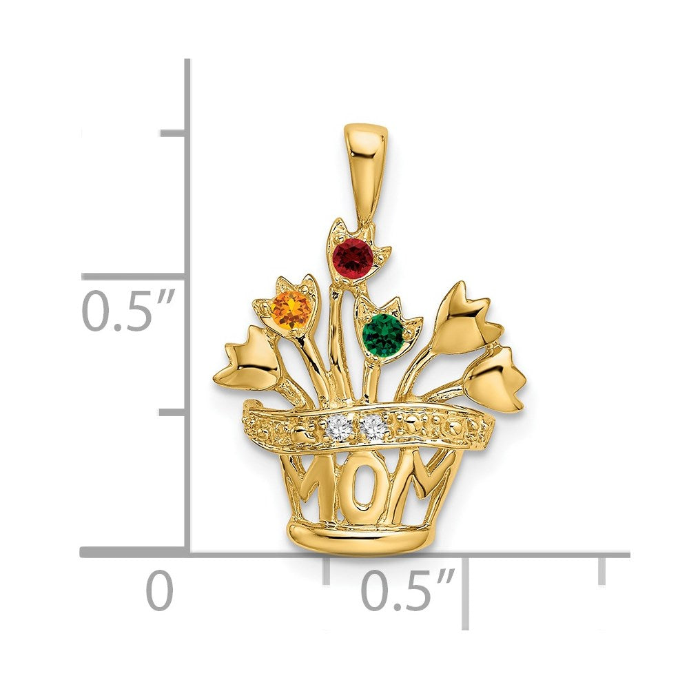 14k 2mm Synthetic AAA Diamond Family Jewelry Pendant