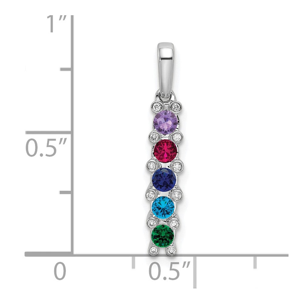 14K White Gold Family Jewelry Synthetic Stone & Diamond Set Pendant
