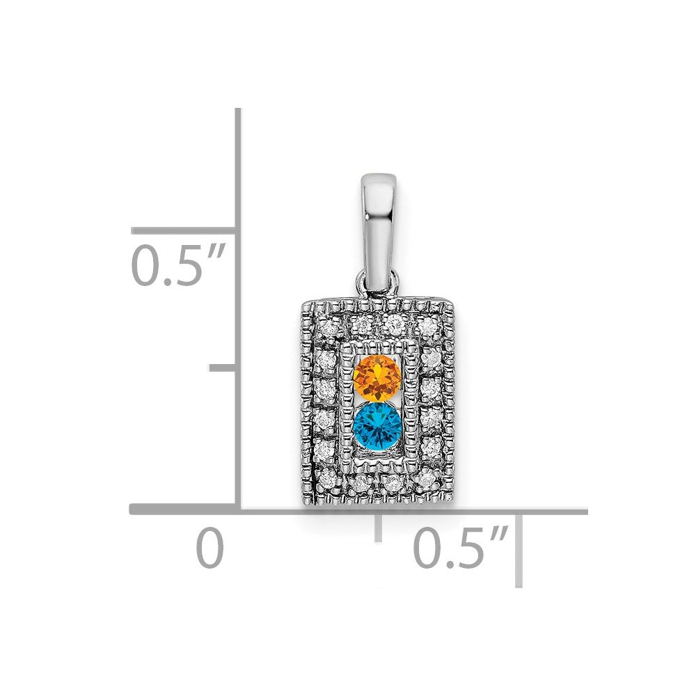 14K White Gold Family Jewelry Genuine Stone & Diamond Set Pendant