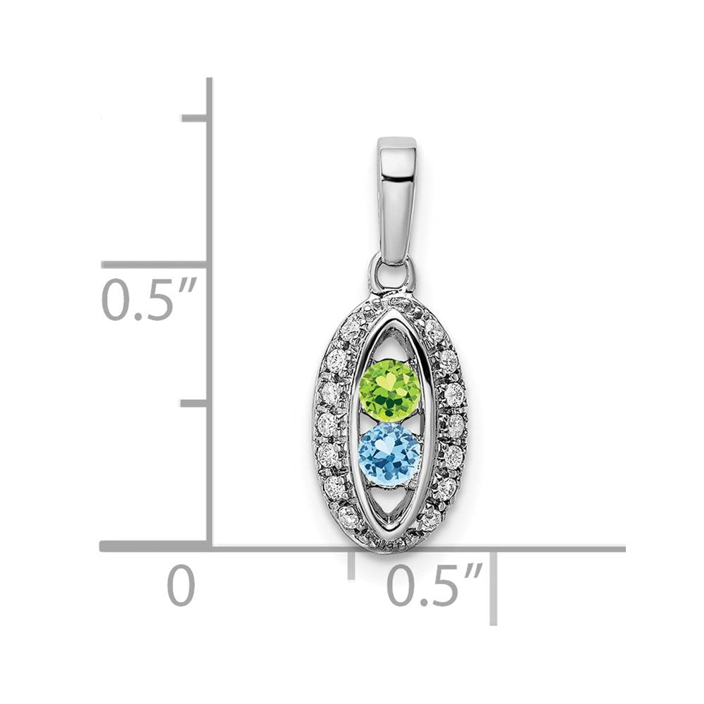 14K White Gold Family Jewelry Synthetic Stone & Diamond Set Pendant
