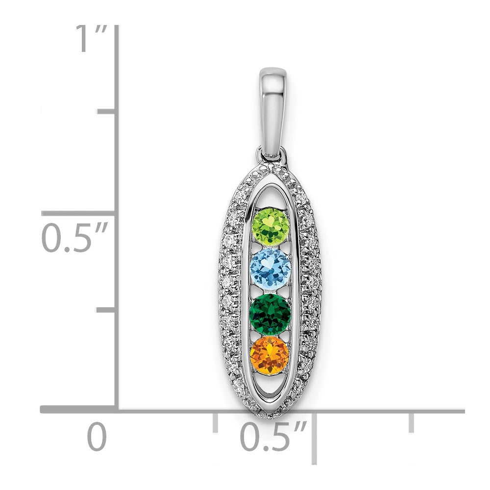 14K White Gold Family Jewelry Diamond Semi-Set Pendant
