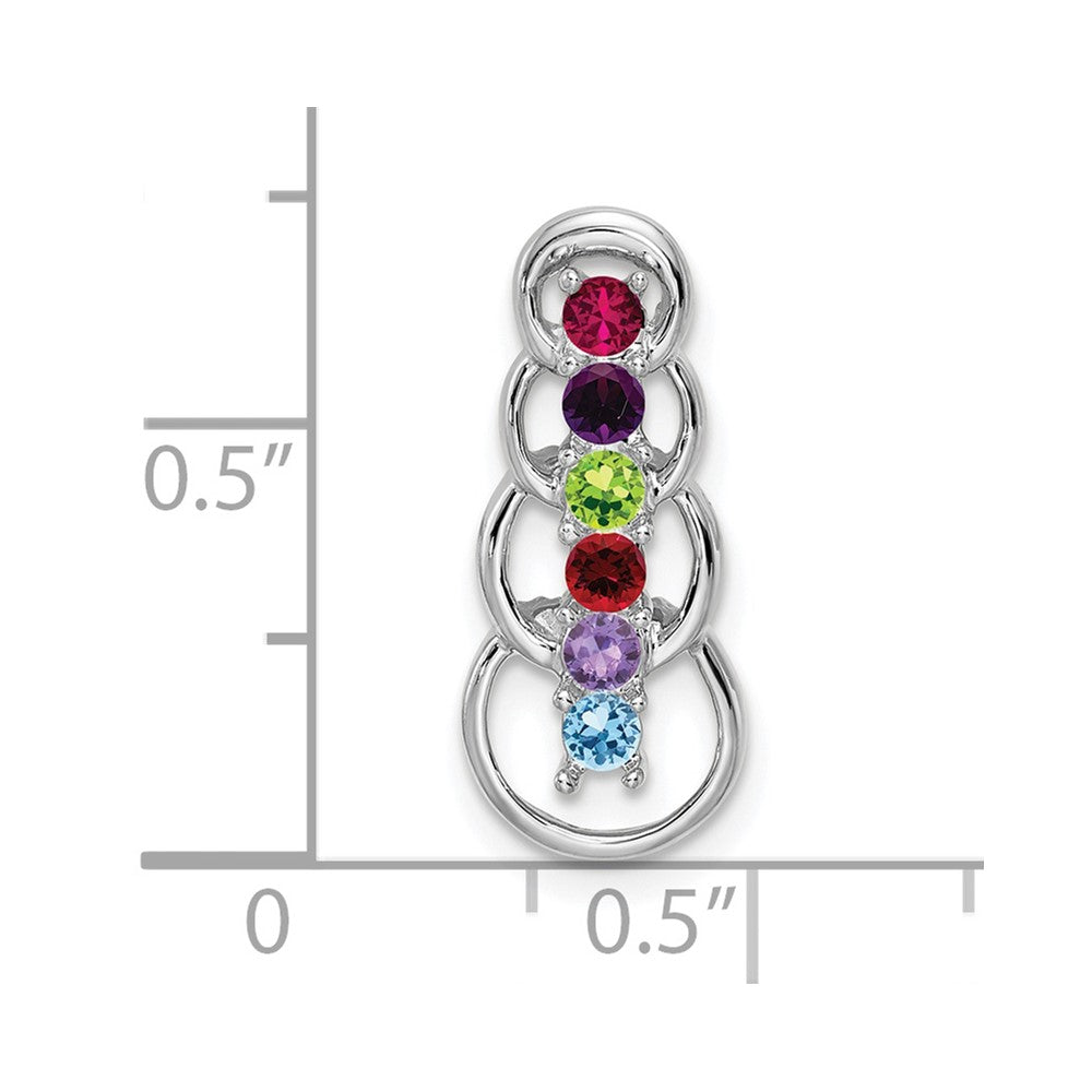 14k White Gold 6 Genuine Stone Family Pendant