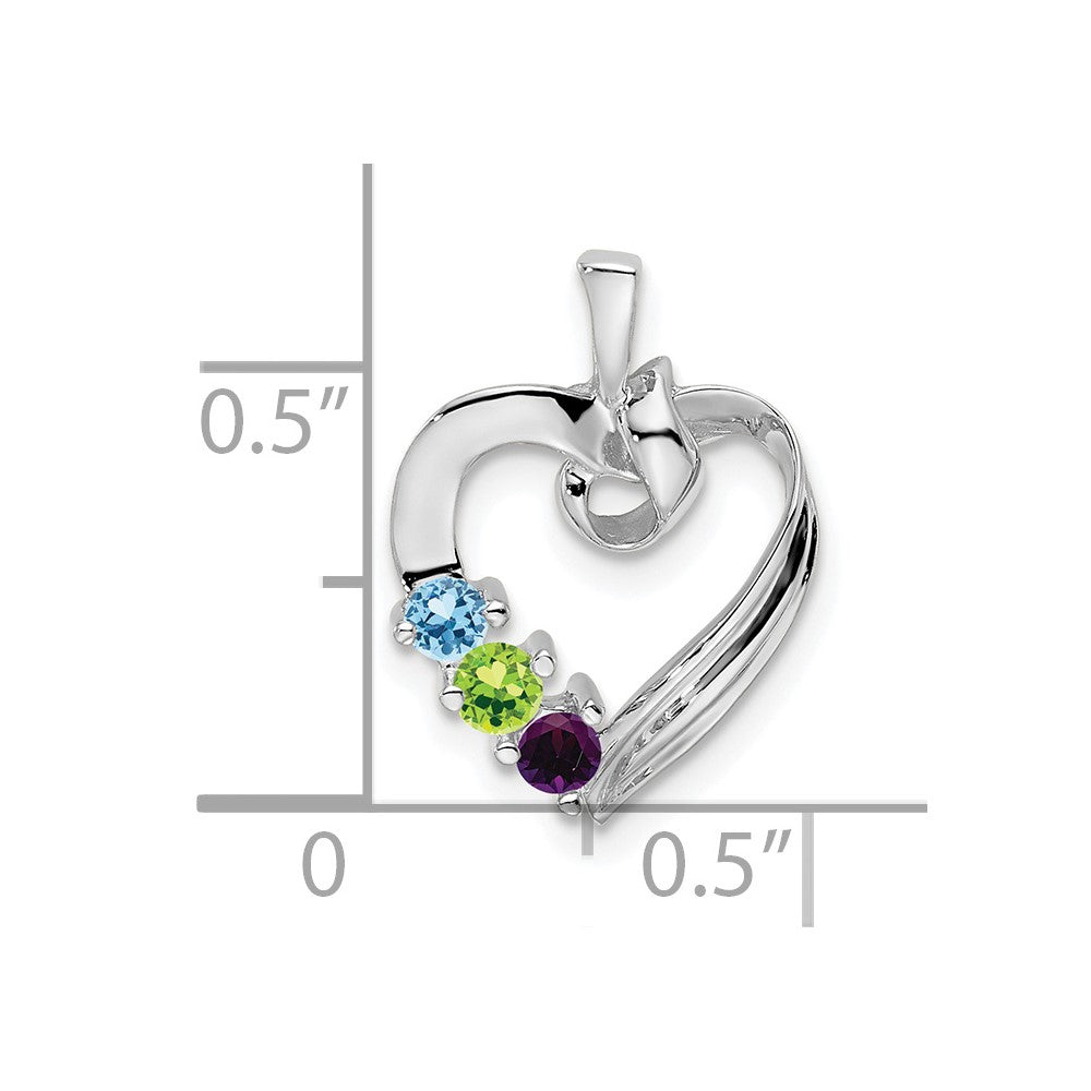 14k White Gold 3 Synthetic Stone Family Pendant
