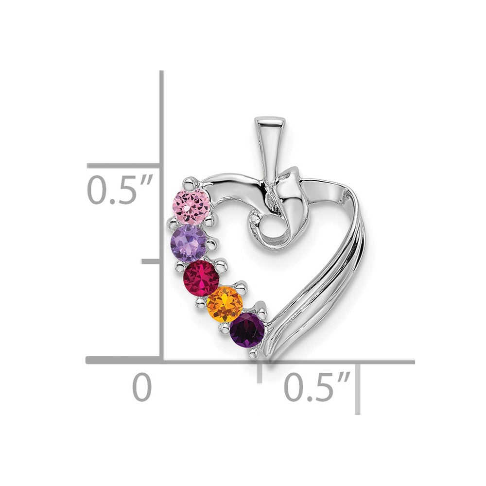 14k White Gold 5 Synthetic Stone Family Pendant
