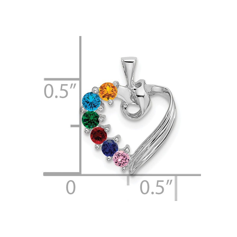 14k White Gold 6 Synthetic Stone Family Pendant