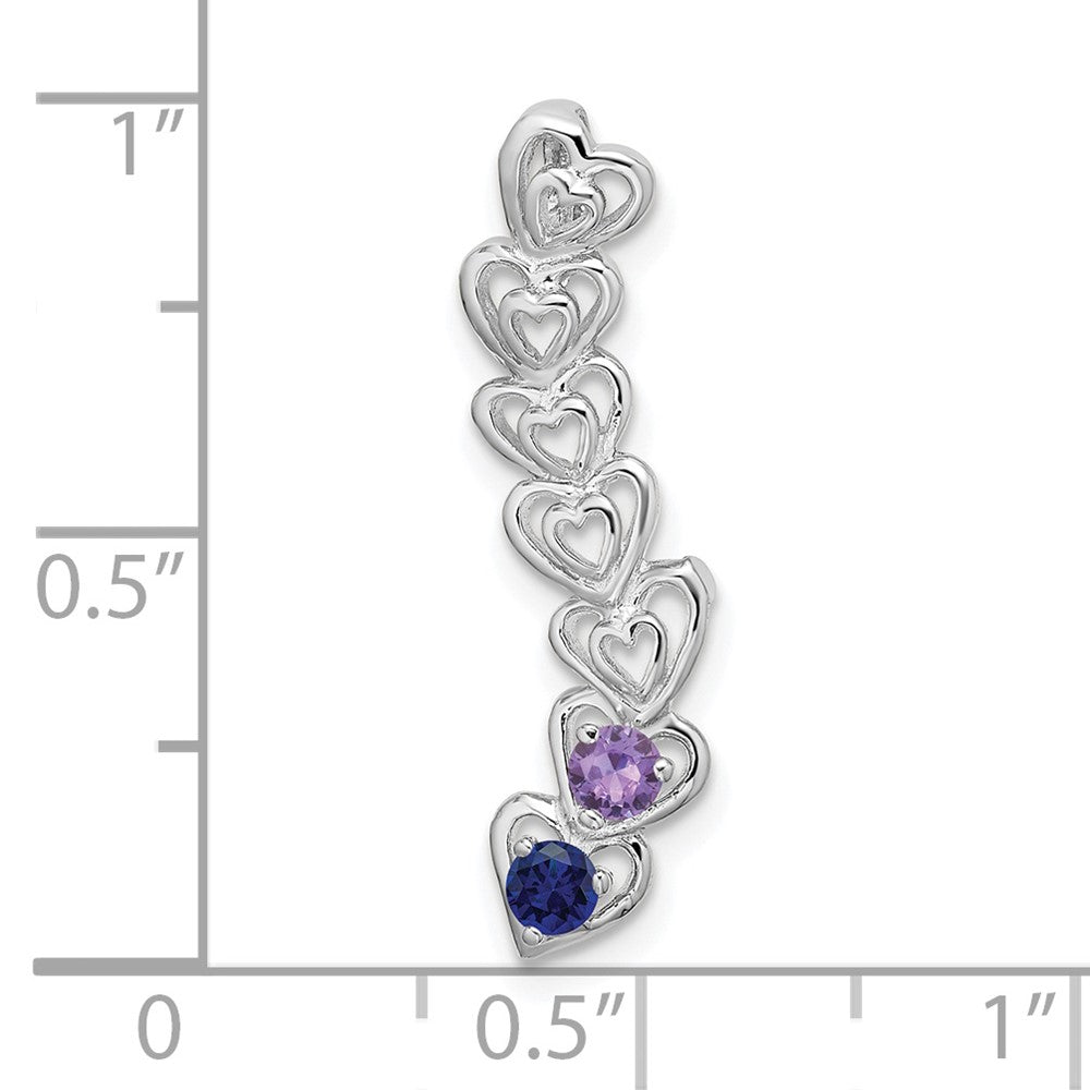 14k White Gold 2 Synthetic Stone Family Pendant