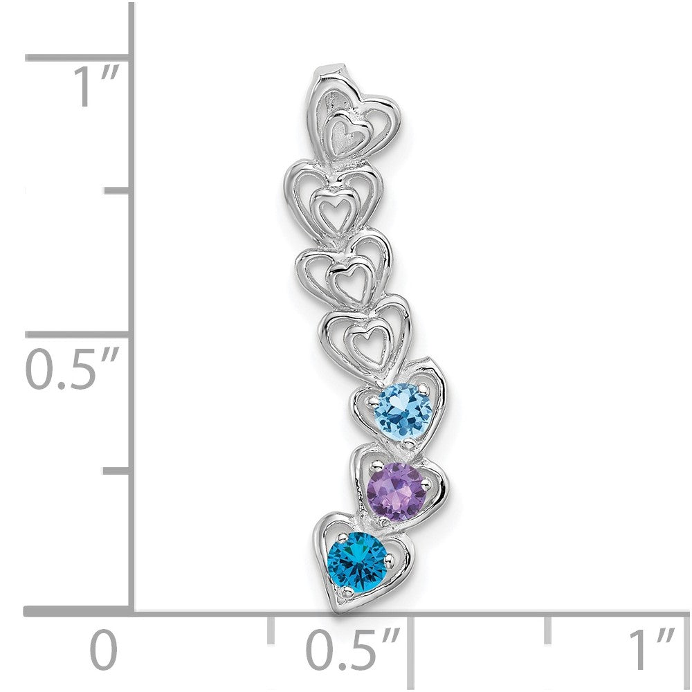 14k White Gold 3 Genuine Stone Family Pendant