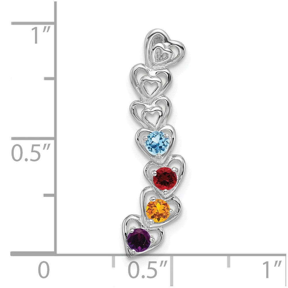 14k White Gold 4 Synthetic Stone Family Pendant