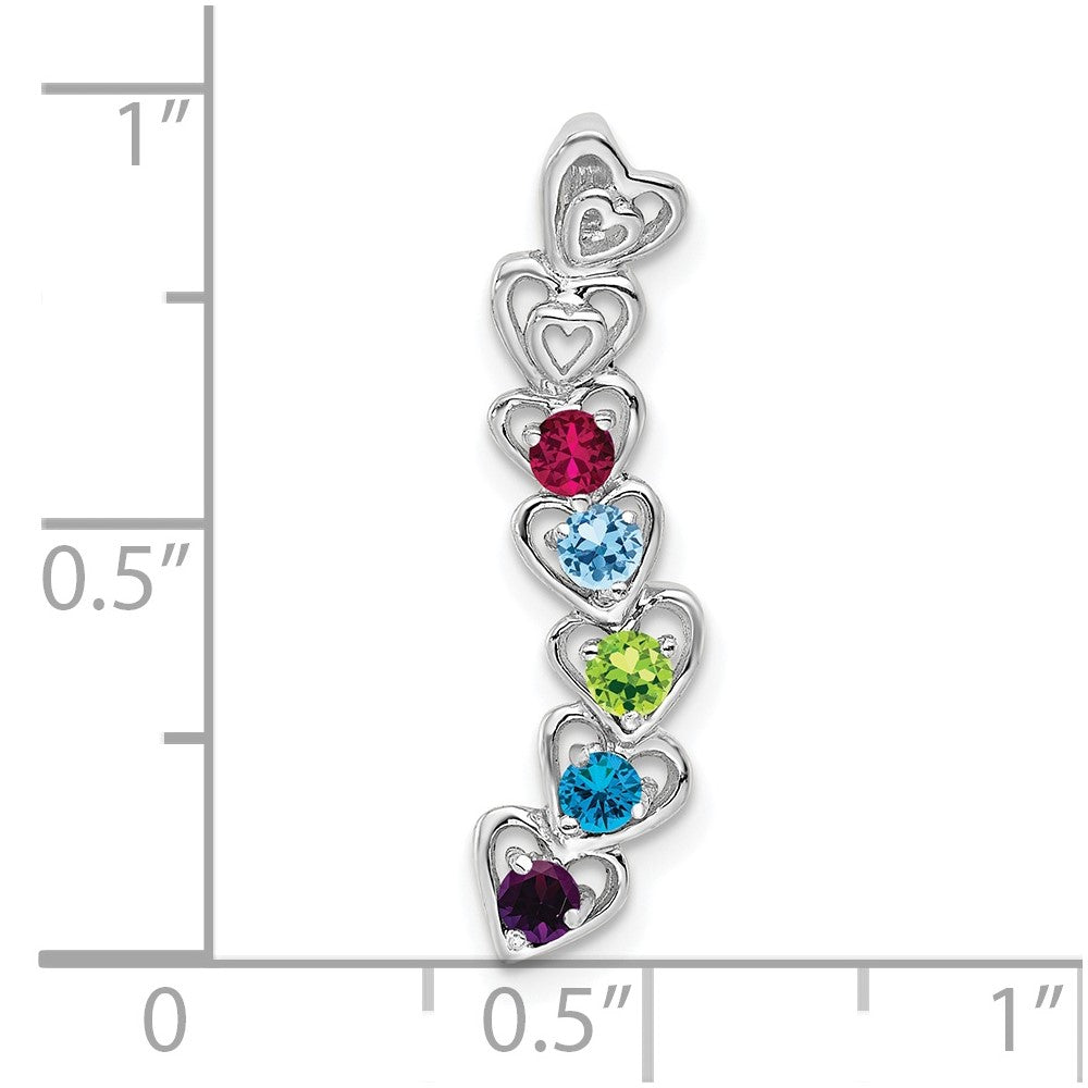 14k White Gold 5 Synthetic Stone Family Pendant