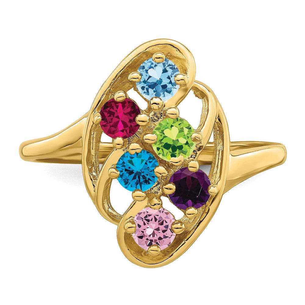 10ky Polished 6-Stone Mothers Ring Mounting